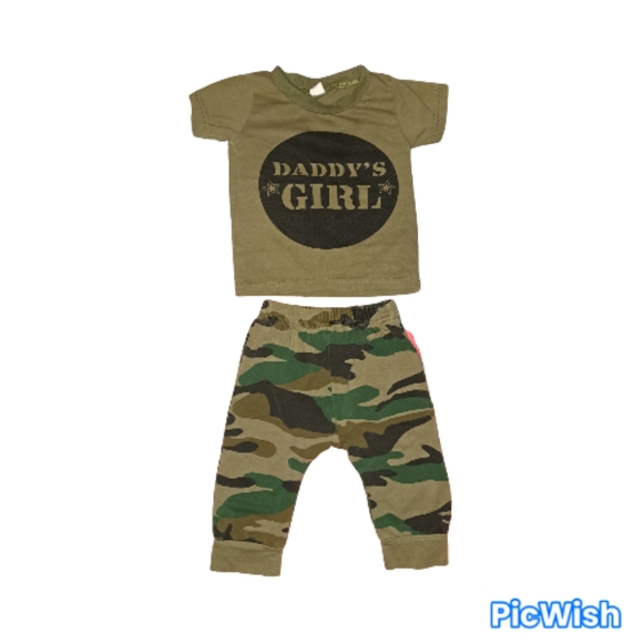 Daddy's Girl baby outfit 3-6 months army green - Picture 1 of 3